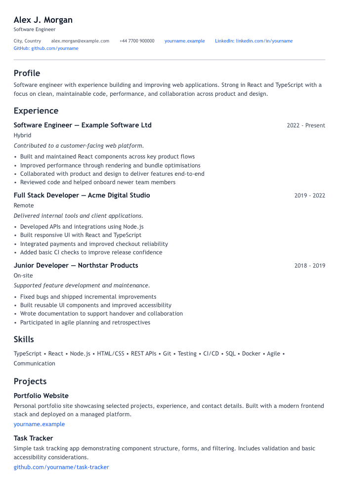 Corporate CV CV template preview