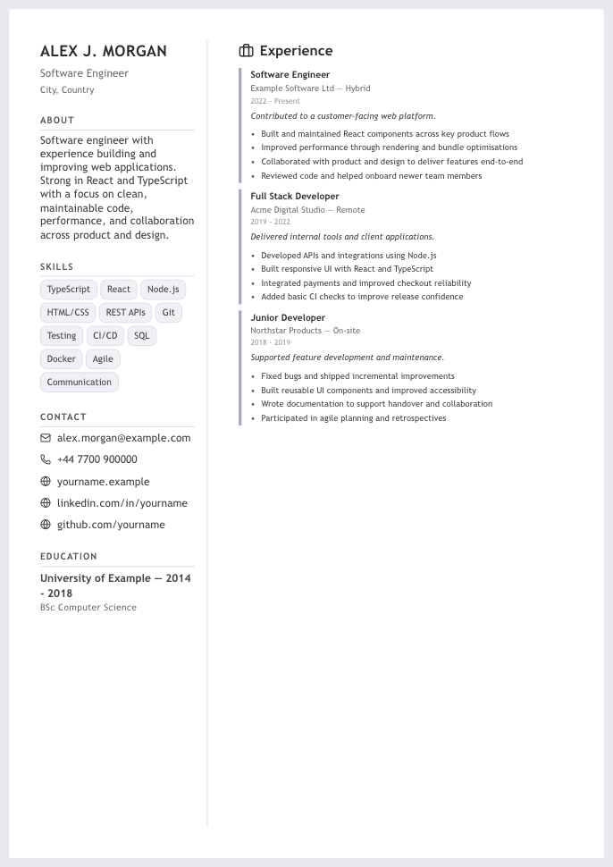 Geometric CV CV template preview
