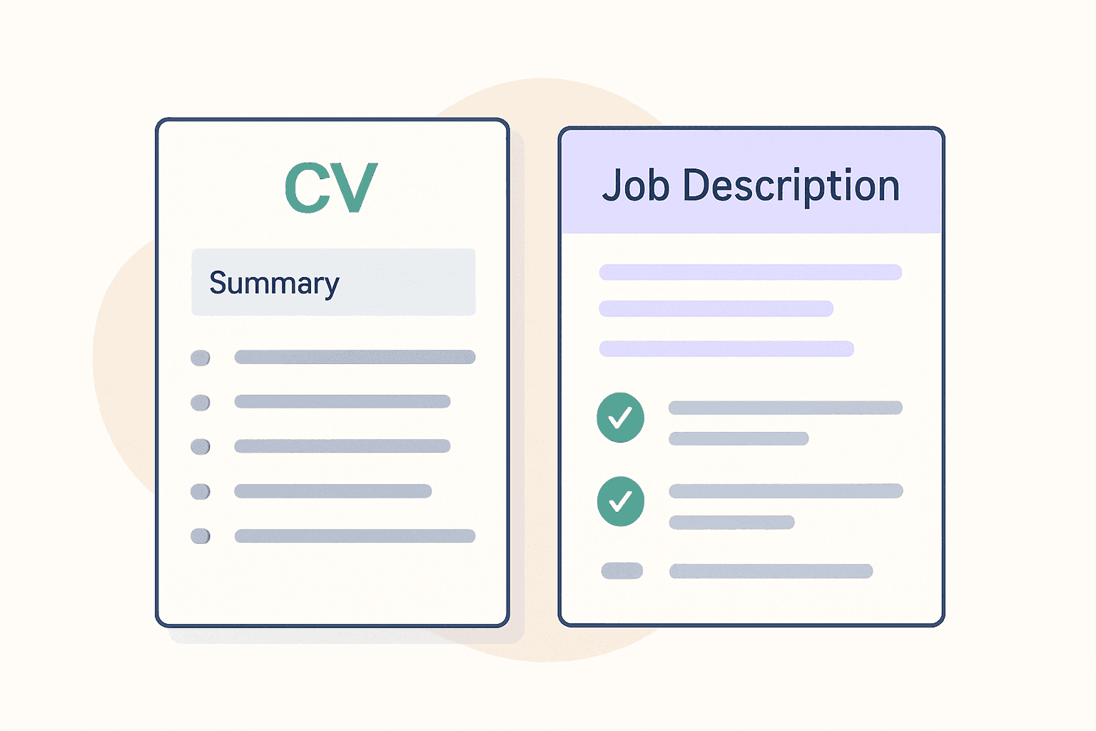 Minimal editorial CV and job description side by side